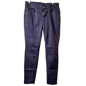 Eileen Fisher Black Waxed Organic Cotton Skinny Jeans 12 (2928)
